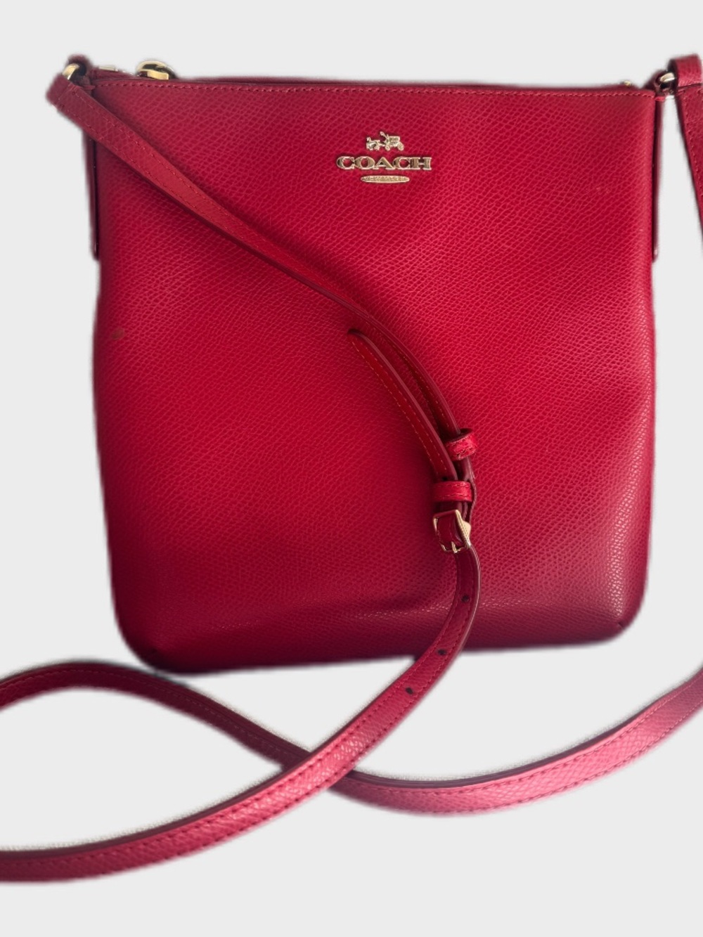 Coach Crossgrain Leather Crossbody Bag Red Gold Hardware
